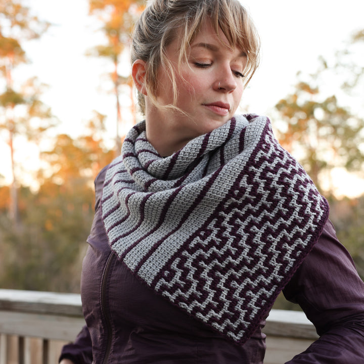 Gentle Current Cowl Tunisian Crochet Pattern and Yarn Kit